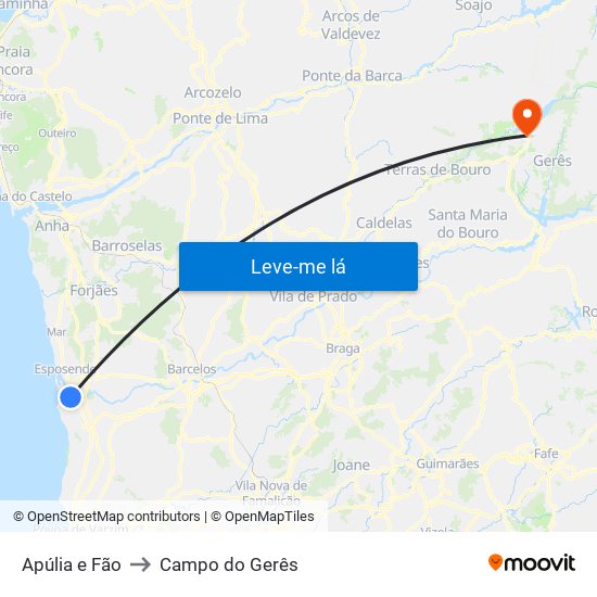 Apúlia e Fão to Campo do Gerês map