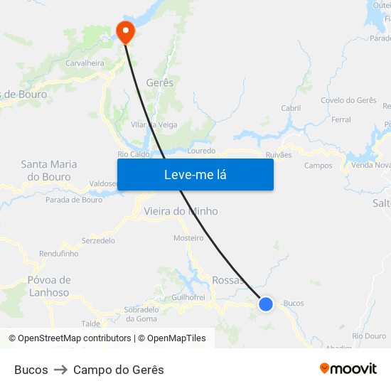 Bucos to Campo do Gerês map