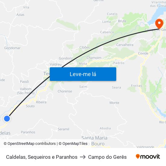 Caldelas, Sequeiros e Paranhos to Campo do Gerês map