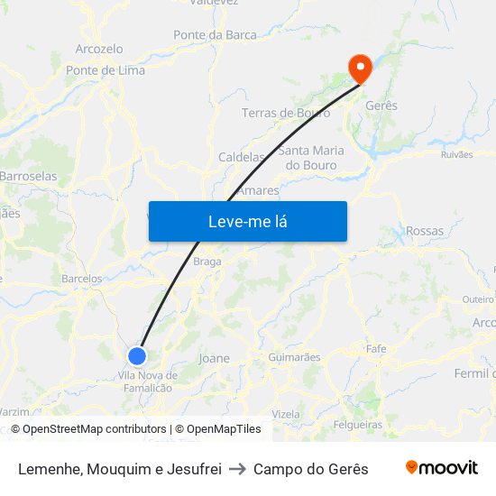 Lemenhe, Mouquim e Jesufrei to Campo do Gerês map