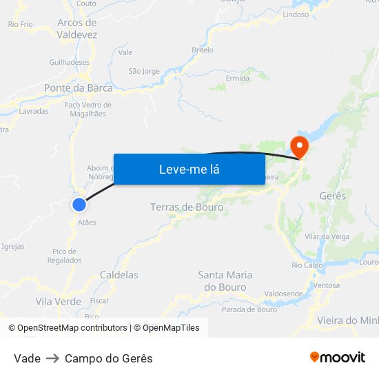 Vade to Campo do Gerês map