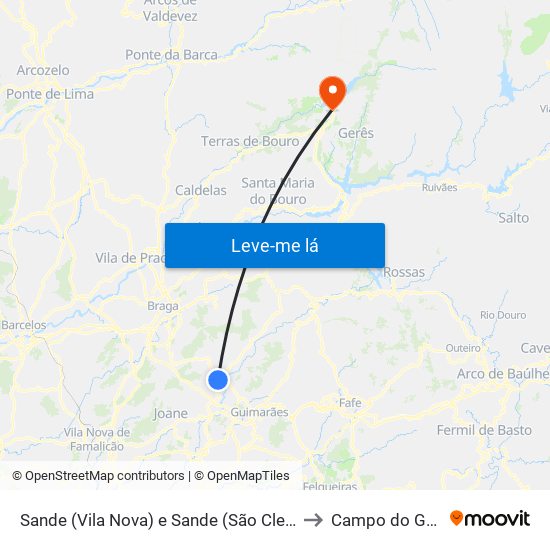 Sande (Vila Nova) e Sande (São Clemente) to Campo do Gerês map