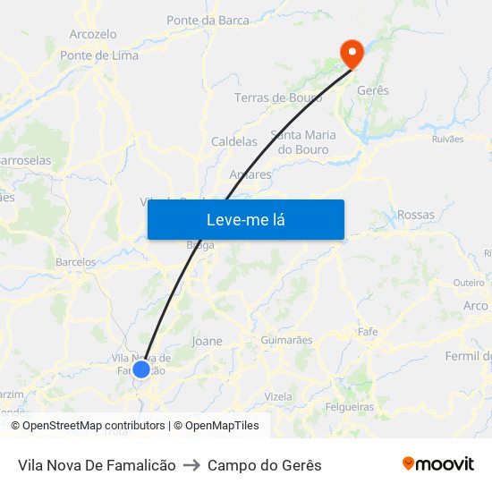 Vila Nova De Famalicão to Campo do Gerês map
