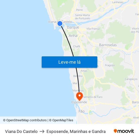 Viana Do Castelo to Esposende, Marinhas e Gandra map