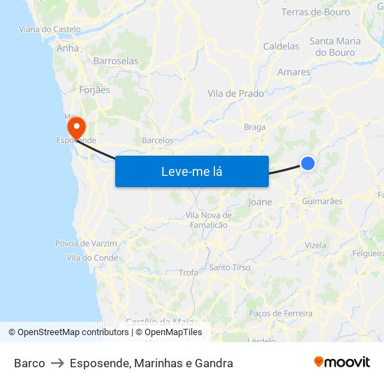 Barco to Esposende, Marinhas e Gandra map