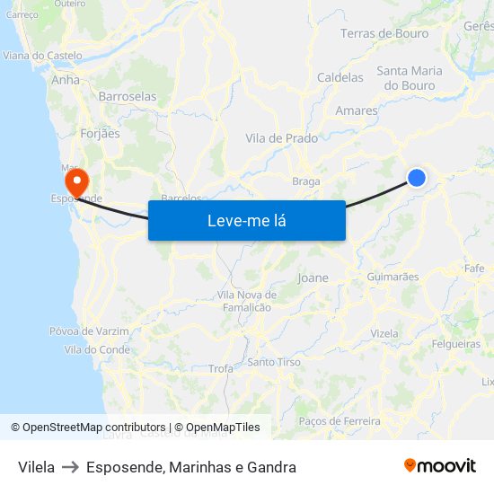 Vilela to Esposende, Marinhas e Gandra map