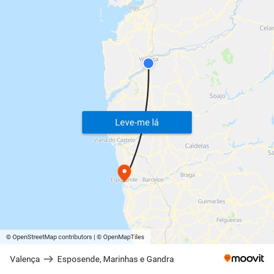 Valença to Esposende, Marinhas e Gandra map