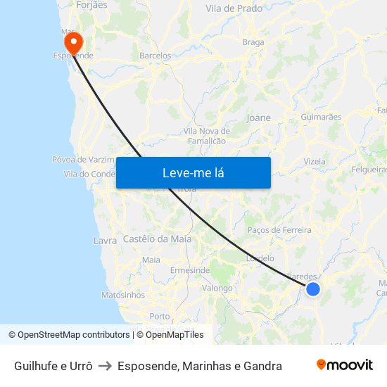 Guilhufe e Urrô to Esposende, Marinhas e Gandra map