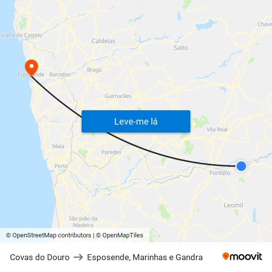 Covas do Douro to Esposende, Marinhas e Gandra map