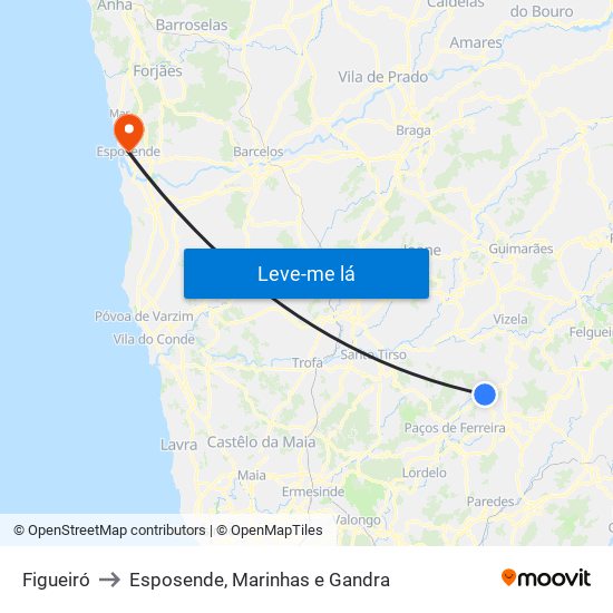Figueiró to Esposende, Marinhas e Gandra map