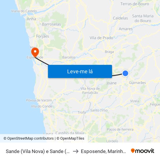 Sande (Vila Nova) e Sande (São Clemente) to Esposende, Marinhas e Gandra map