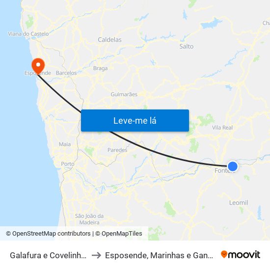 Galafura e Covelinhas to Esposende, Marinhas e Gandra map
