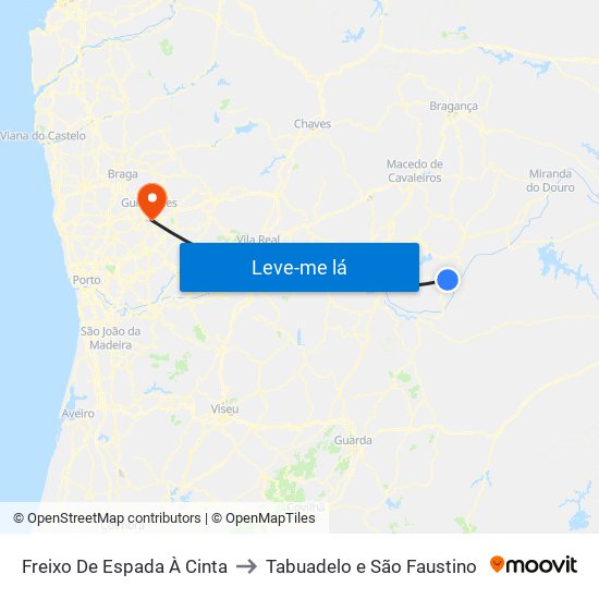 Freixo De Espada À Cinta to Tabuadelo e São Faustino map