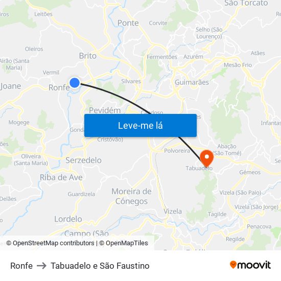 Ronfe to Tabuadelo e São Faustino map