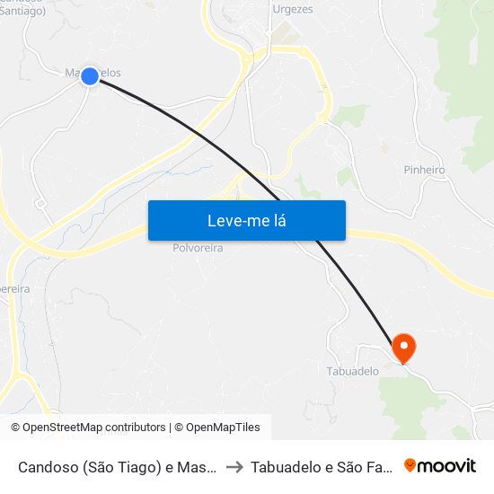 Candoso (São Tiago) e Mascotelos to Tabuadelo e São Faustino map