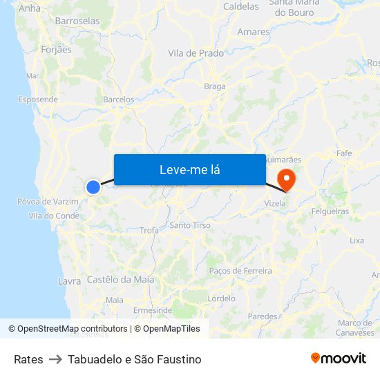 Rates to Tabuadelo e São Faustino map