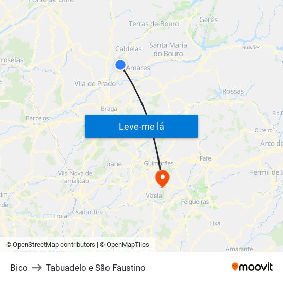 Bico to Tabuadelo e São Faustino map