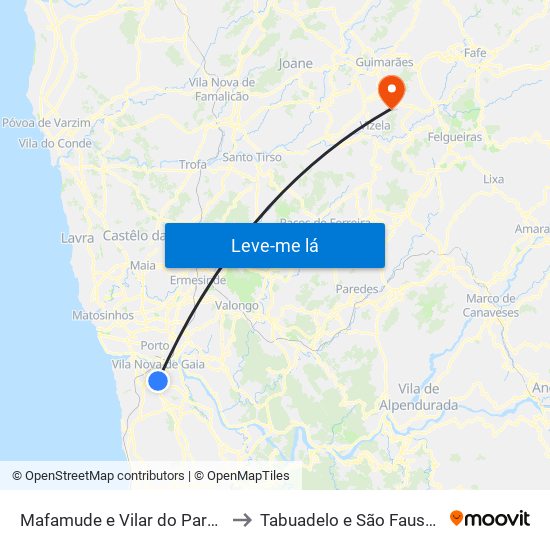 Mafamude e Vilar do Paraíso to Tabuadelo e São Faustino map