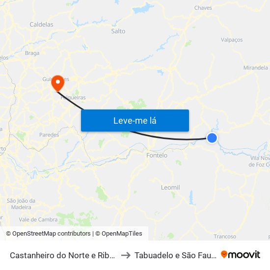 Castanheiro do Norte e Ribalonga to Tabuadelo e São Faustino map