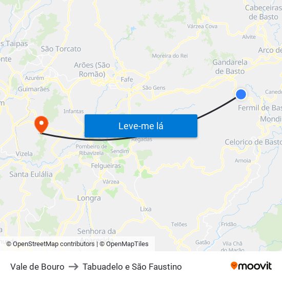 Vale de Bouro to Tabuadelo e São Faustino map