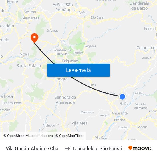 Vila Garcia, Aboim e Chapa to Tabuadelo e São Faustino map