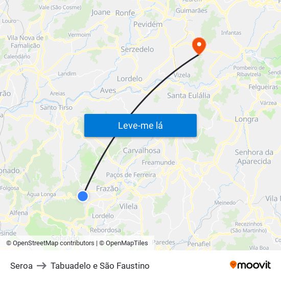 Seroa to Tabuadelo e São Faustino map