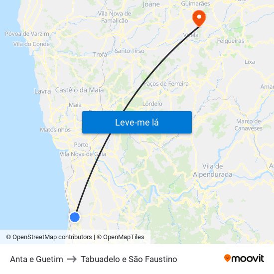 Anta e Guetim to Tabuadelo e São Faustino map