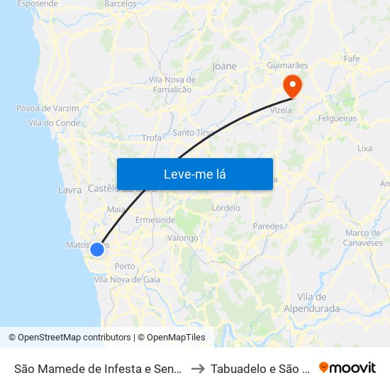 São Mamede de Infesta e Senhora da Hora to Tabuadelo e São Faustino map