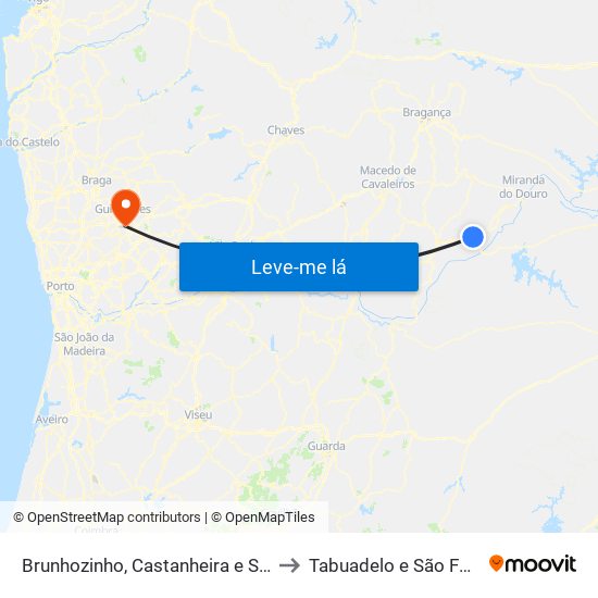 Brunhozinho, Castanheira e Sanhoane to Tabuadelo e São Faustino map