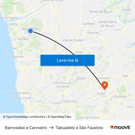 Barroselas e Carvoeiro to Tabuadelo e São Faustino map