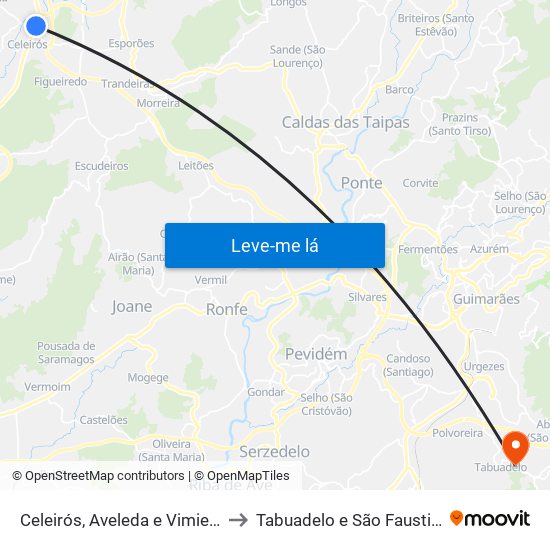 Celeirós, Aveleda e Vimieiro to Tabuadelo e São Faustino map