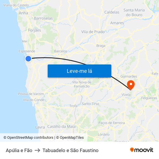 Apúlia e Fão to Tabuadelo e São Faustino map