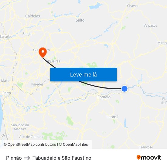 Pinhão to Tabuadelo e São Faustino map