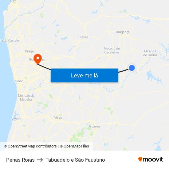 Penas Roias to Tabuadelo e São Faustino map