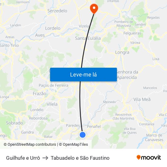 Guilhufe e Urrô to Tabuadelo e São Faustino map