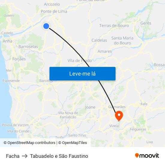 Facha to Tabuadelo e São Faustino map