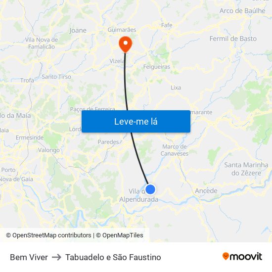 Bem Viver to Tabuadelo e São Faustino map