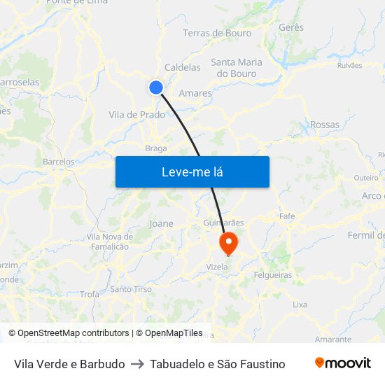 Vila Verde e Barbudo to Tabuadelo e São Faustino map