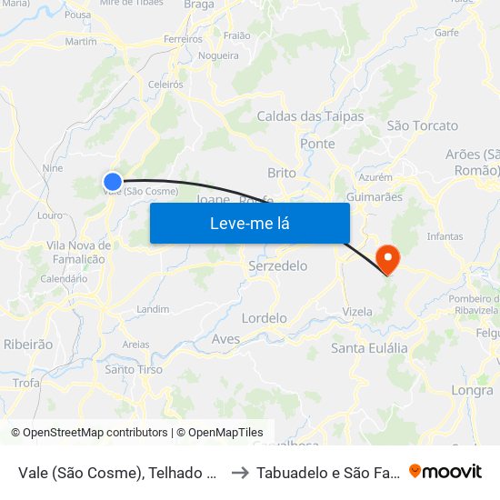 Vale (São Cosme), Telhado e Portela to Tabuadelo e São Faustino map