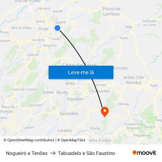 Nogueiró e Tenões to Tabuadelo e São Faustino map