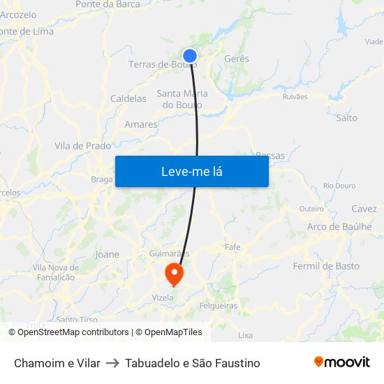 Chamoim e Vilar to Tabuadelo e São Faustino map