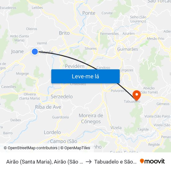 Airão (Santa Maria), Airão (São João) e Vermil to Tabuadelo e São Faustino map