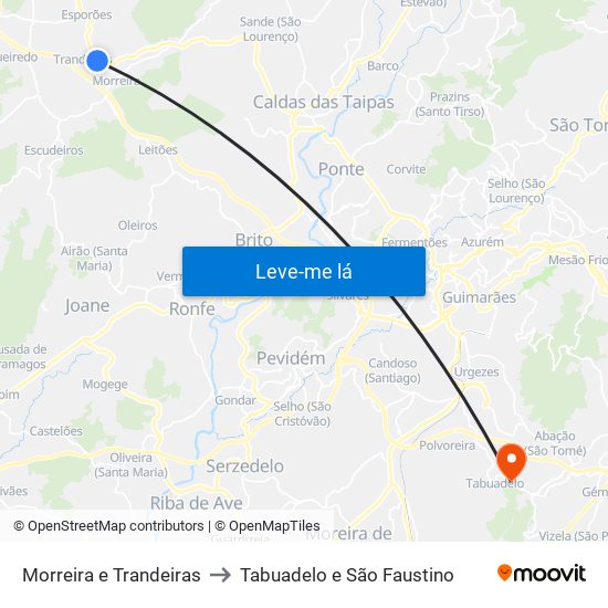 Morreira e Trandeiras to Tabuadelo e São Faustino map