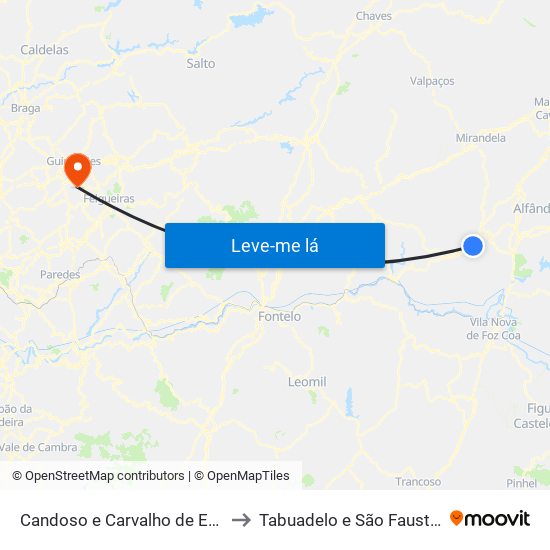 Candoso e Carvalho de Egas to Tabuadelo e São Faustino map