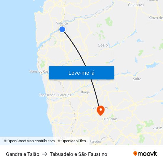 Gandra e Taião to Tabuadelo e São Faustino map