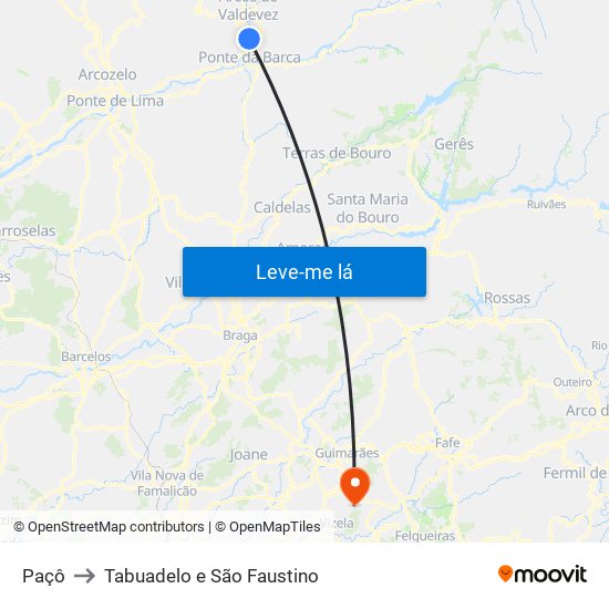 Paçô to Tabuadelo e São Faustino map