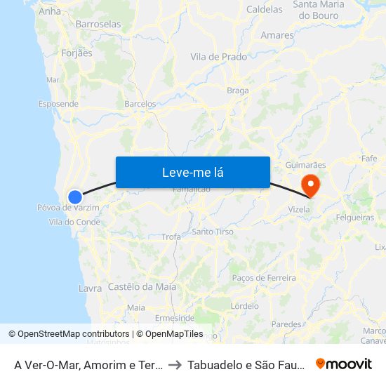 A Ver-O-Mar, Amorim e Terroso to Tabuadelo e São Faustino map
