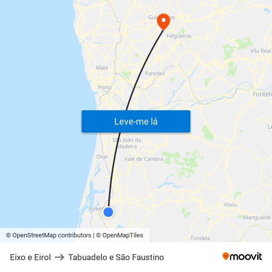 Eixo e Eirol to Tabuadelo e São Faustino map