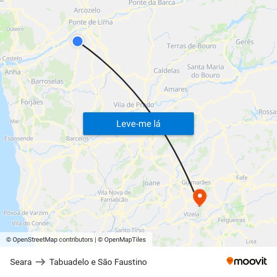 Seara to Tabuadelo e São Faustino map