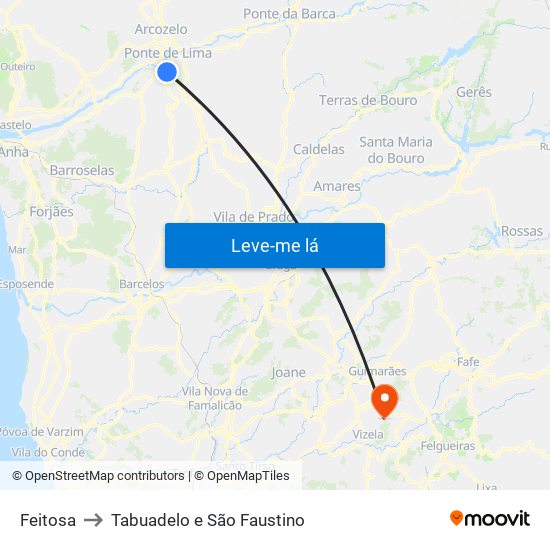 Feitosa to Tabuadelo e São Faustino map